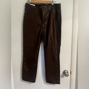 Gap brown faux leather pants, cropped, petite